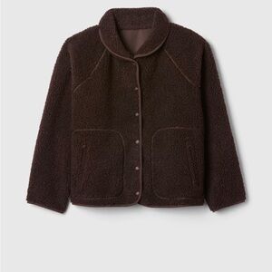 GAP Black Sherpa Button-Front Jacket